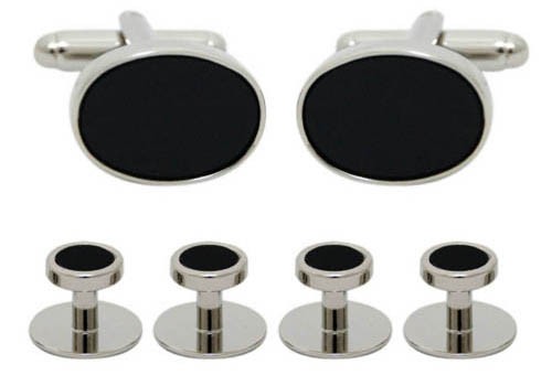 Set butoni negru/argintiu