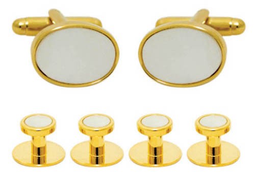 Set butoni alb/auriu