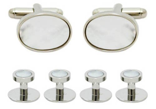 Set butoni alb/argintiu