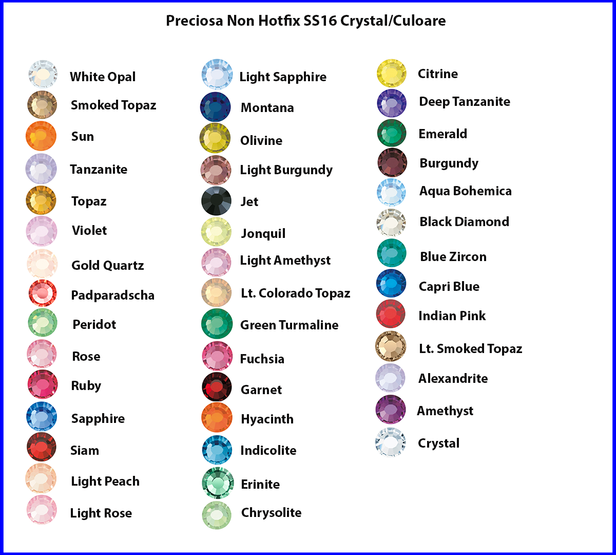 Preciosa Non Hotfix SS16 Culoare/Crystal
