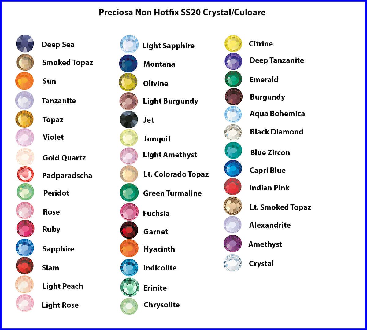 Preciosa Non Hotfix SS20 Culoare/Crystal