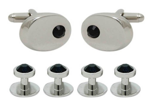Set butoni argintiu - jet