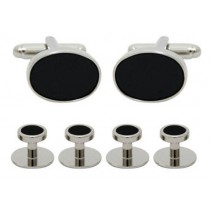 Set butoni negru/argintiu