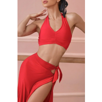 V Crop Top 25007 Zym Dance Rosu