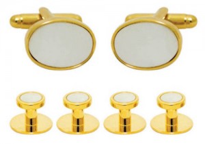 Set butoni alb/auriu