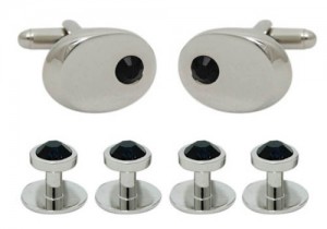 Set butoni argintiu - jet