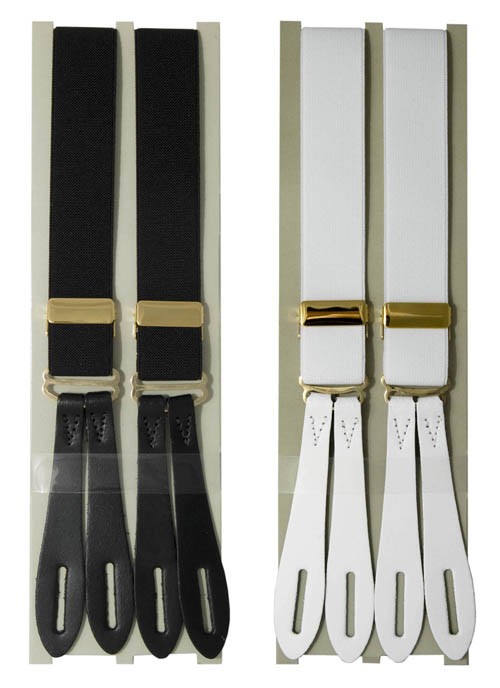 Designer braces leather end white 