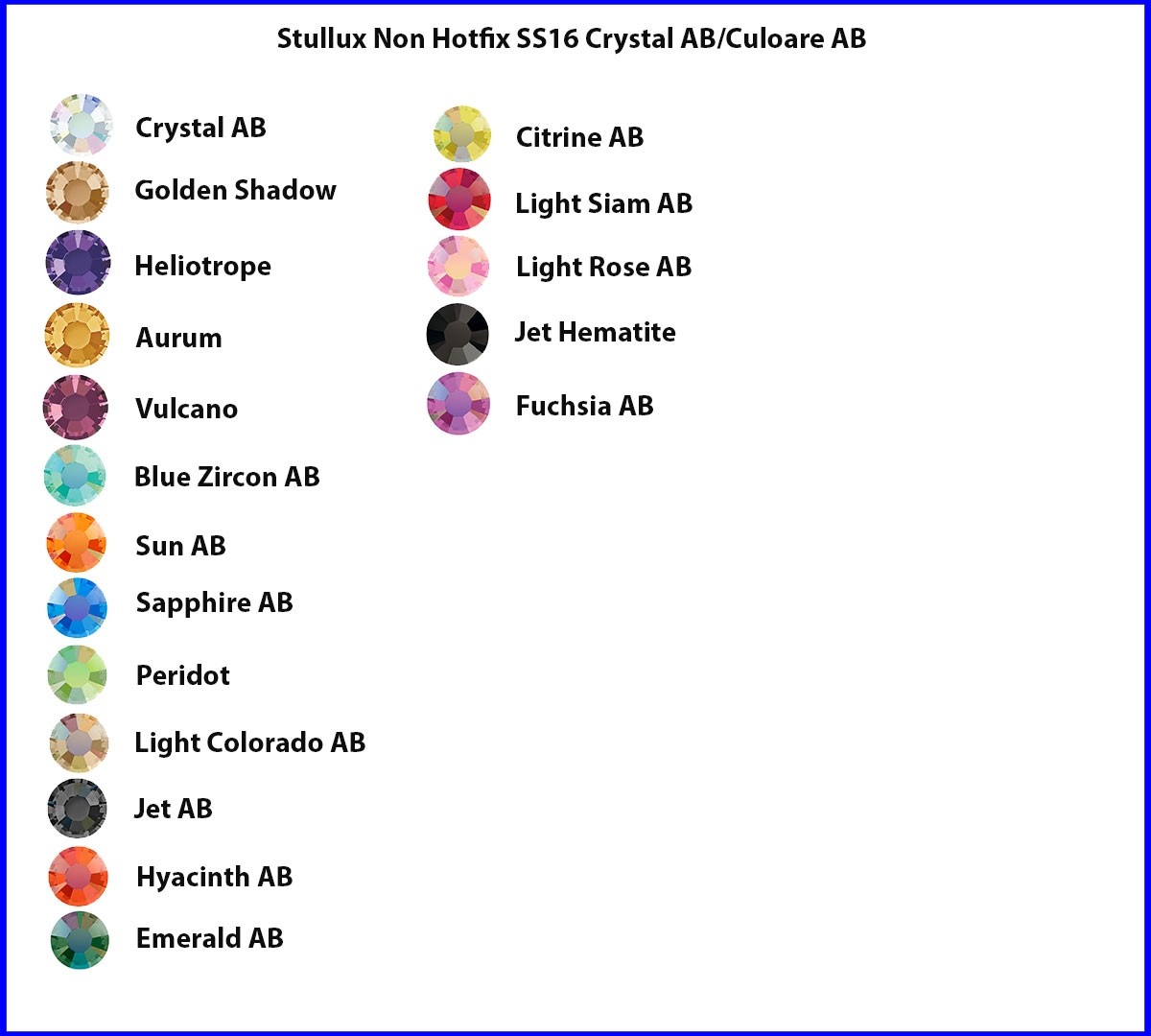 Stellux Non Hotfix SS16 Crystal AB/Culoare AB