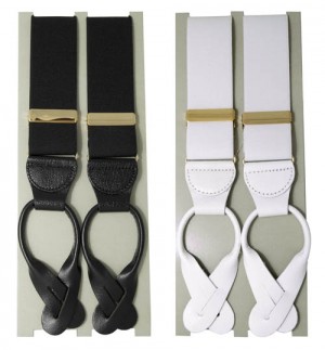 Designer braces leather end black 