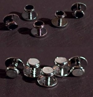Dress studs x 5 silver white 